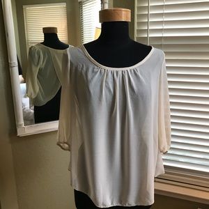 Cream Blouse with Tulip Hem Back